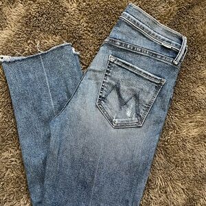 Mother Mid Rise Dazzler Ankle Fray